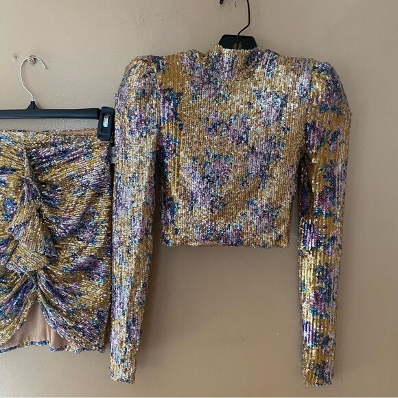 NWT Nookie Forever Set dress sequin two pc crop top mini skirt XS - Picture 11 of 12